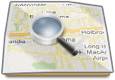 magnifying lens on a map